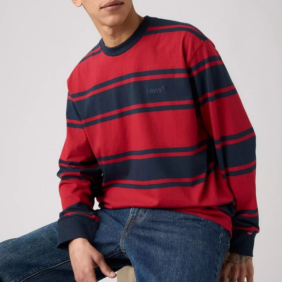 Black Purple & Teal Long Sleeve Cotton T Shirt From Levi's Red Tab| Medium - Picture 3 of 9